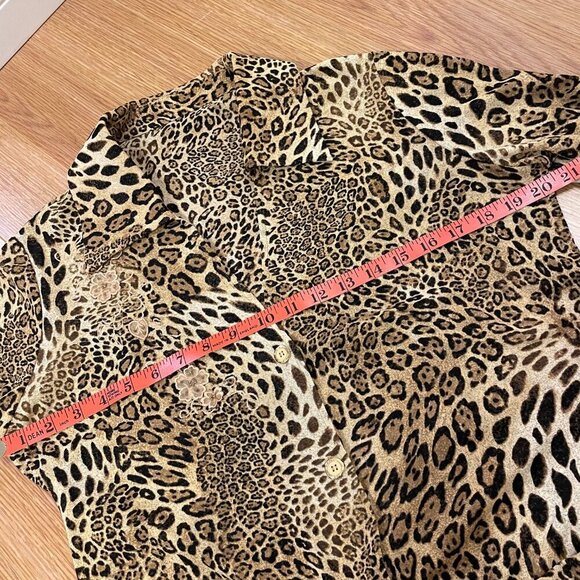 Vintage Leopard Print Collared Button-Up Blouse - M - Picture 14 of 16